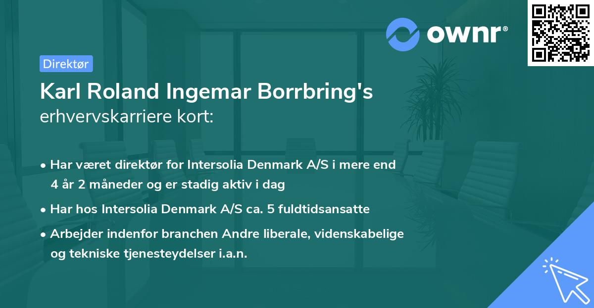 Karl Roland Ingemar Borrbring's erhvervskarriere kort