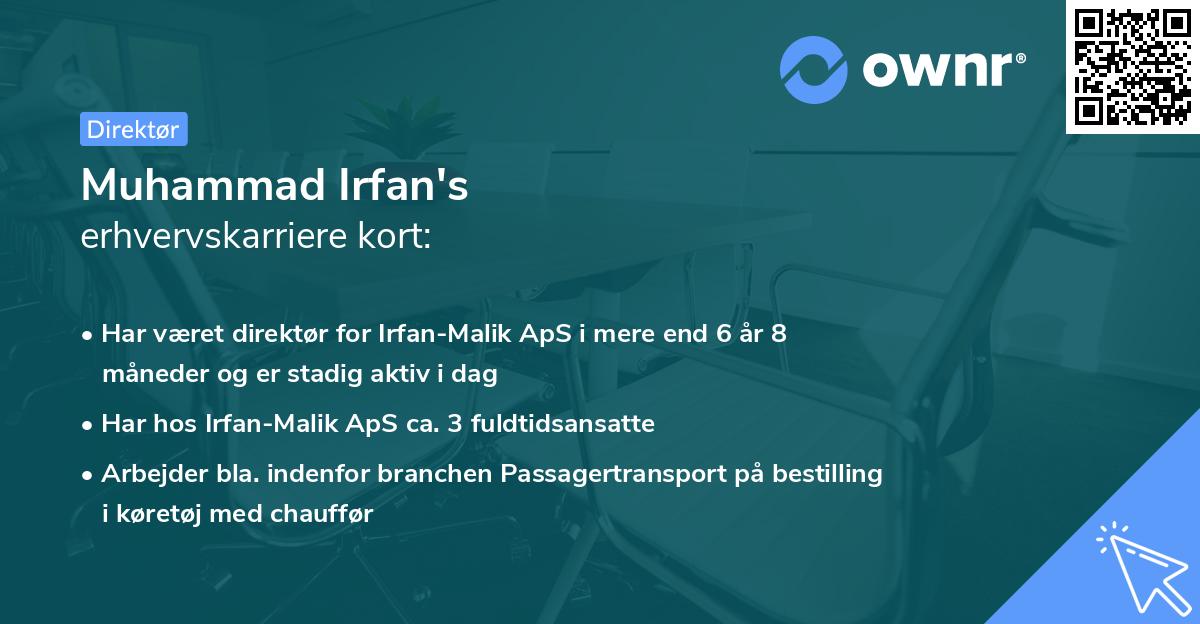 Muhammad Irfan's erhvervskarriere kort