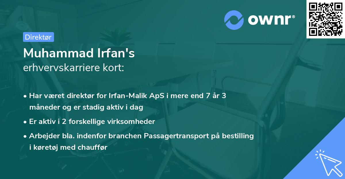 Muhammad Irfan's erhvervskarriere kort