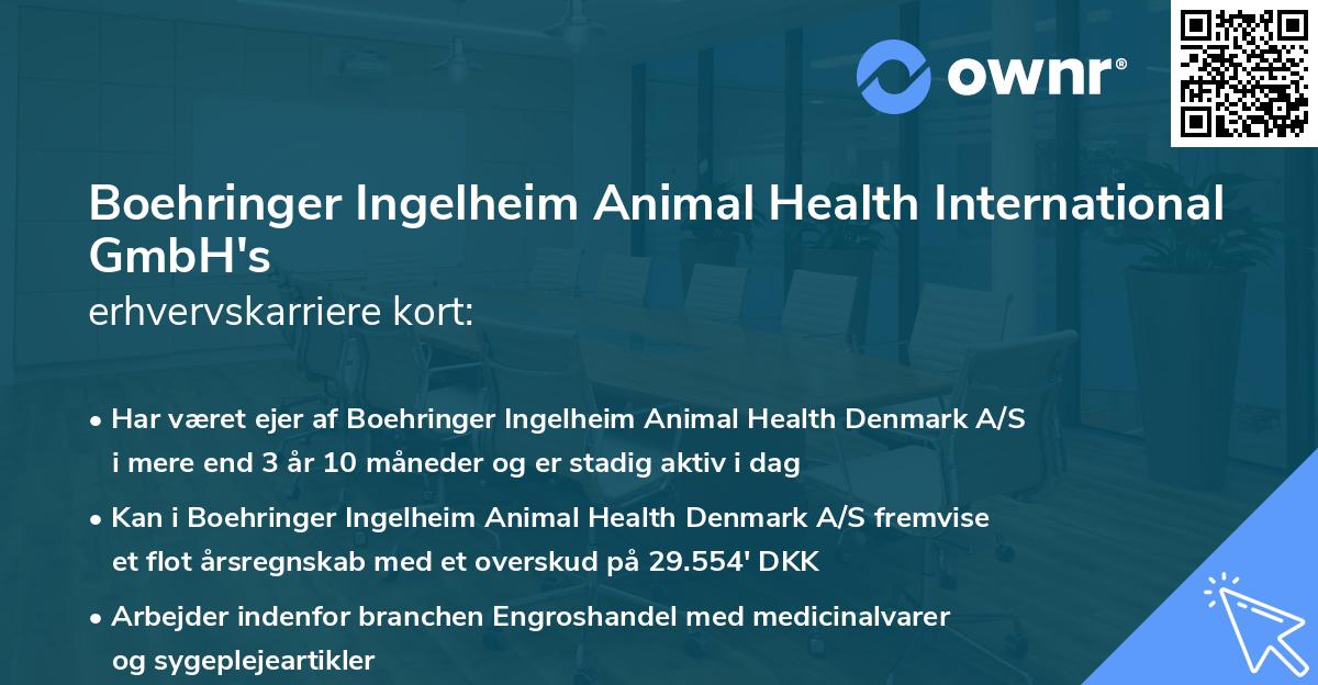 Boehringer Ingelheim Animal Health International GmbH's erhvervskarriere kort