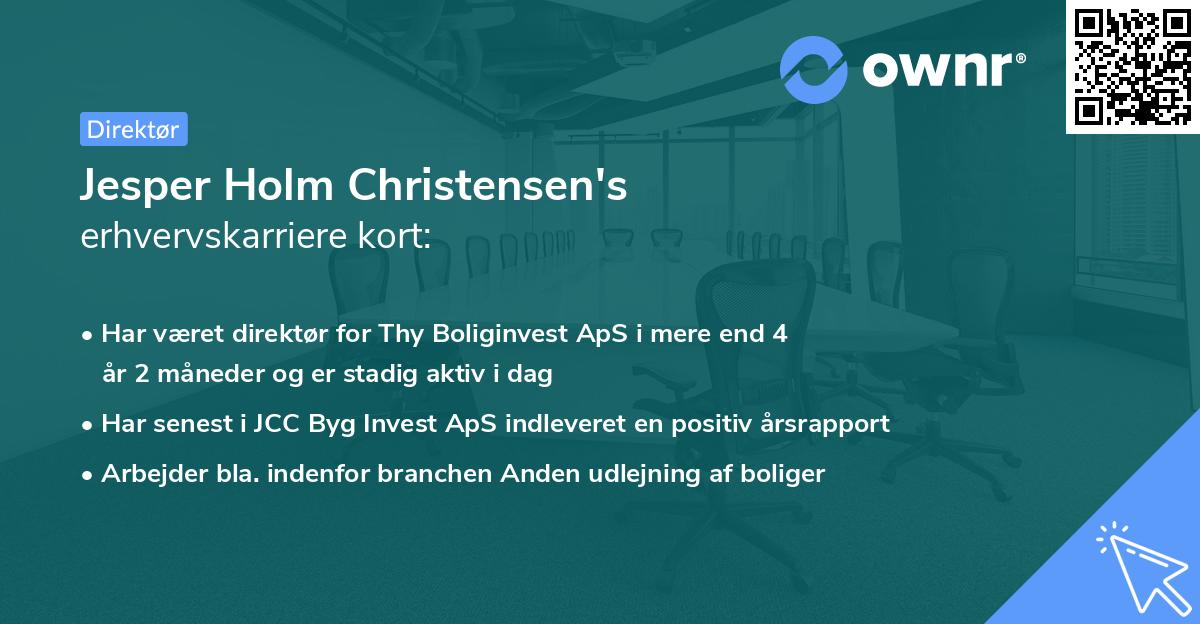 Jesper Holm Christensen's erhvervskarriere kort