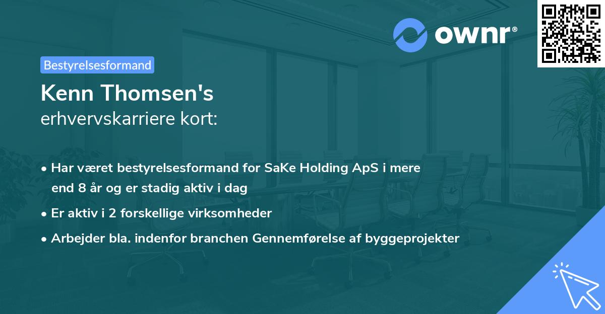 Kenn Thomsen's erhvervskarriere kort