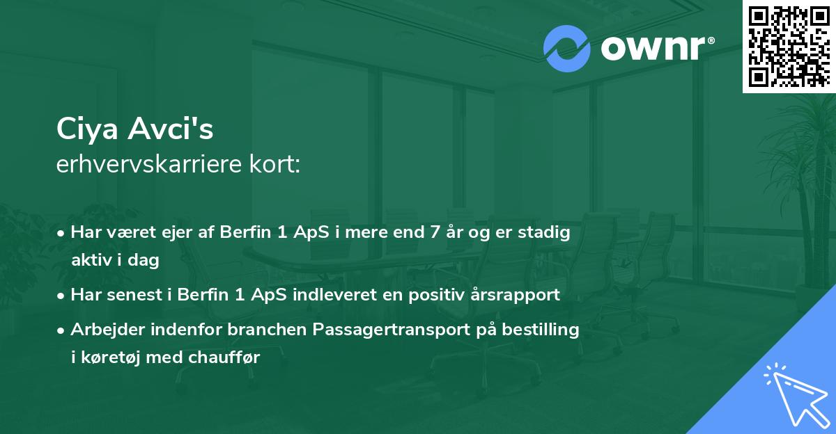 Ciya Avci's erhvervskarriere kort