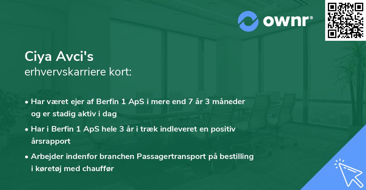 Ciya Avci's erhvervskarriere kort