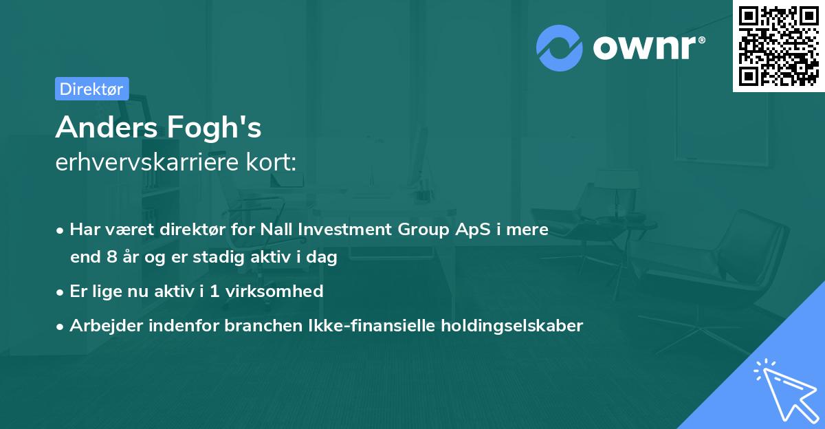 Anders Fogh's erhvervskarriere kort