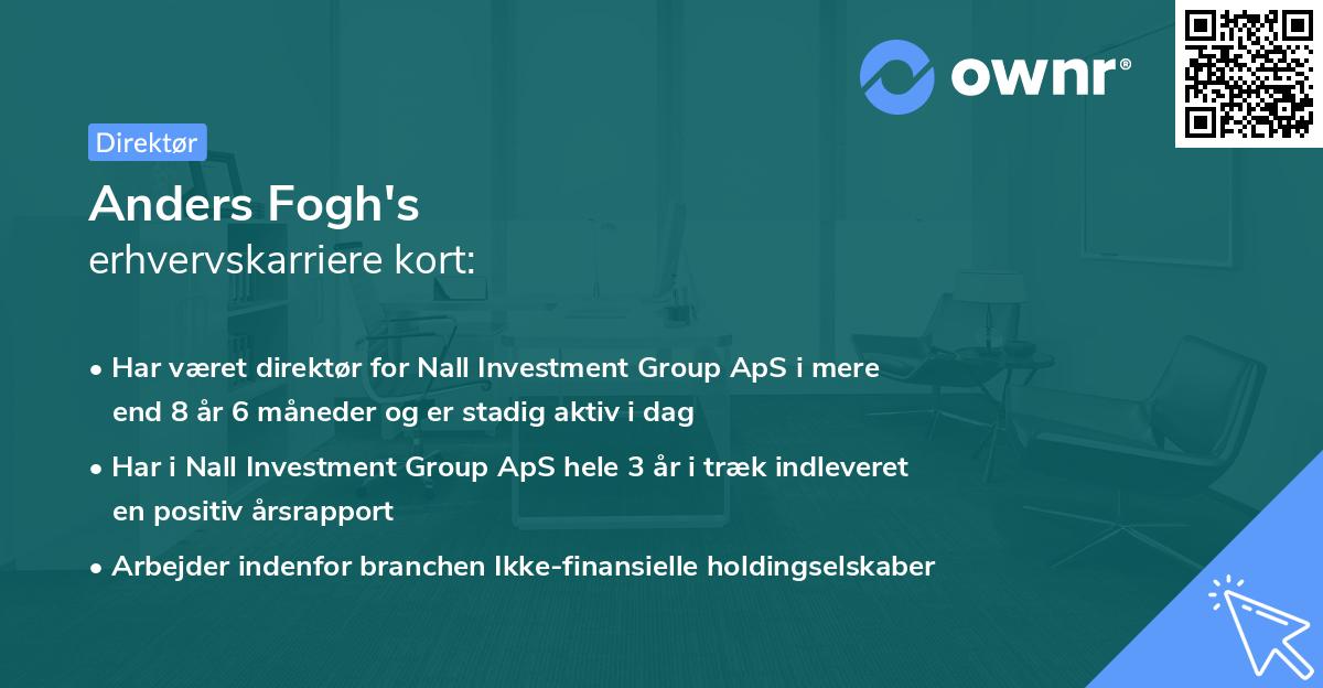 Anders Fogh's erhvervskarriere kort