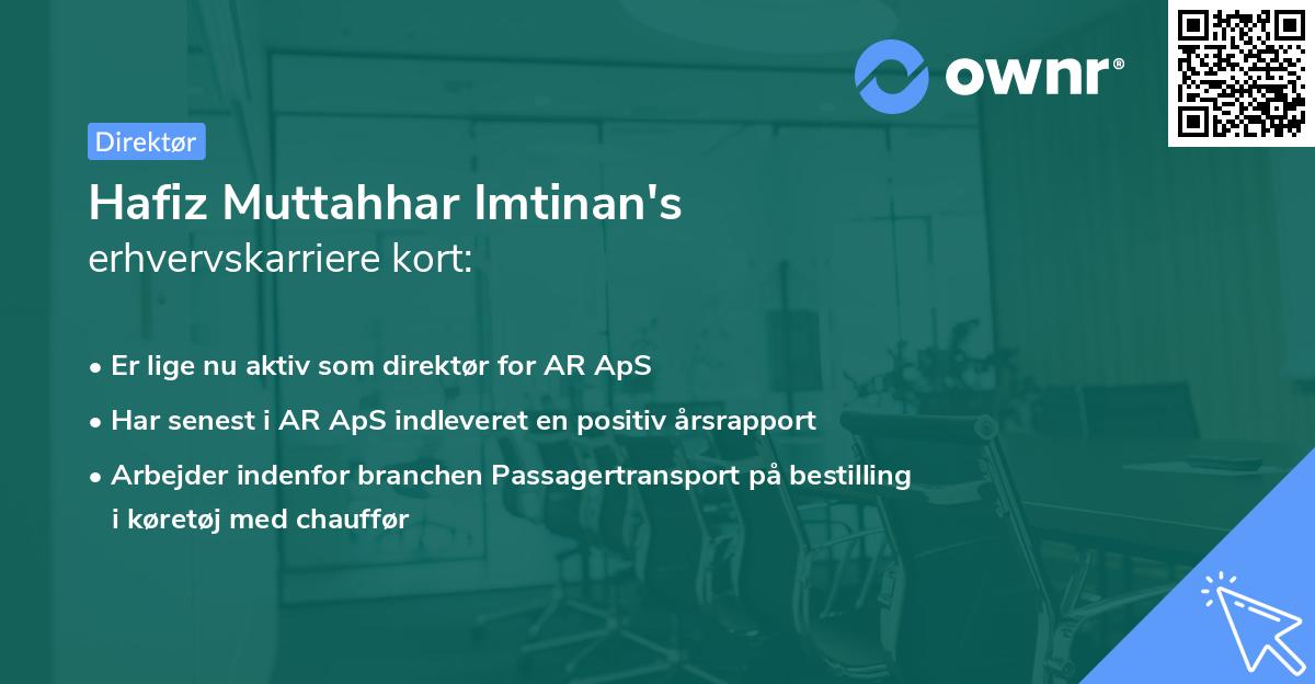 Hafiz Muttahhar Imtinan's erhvervskarriere kort