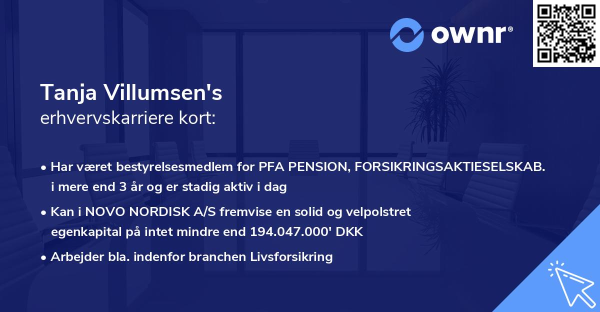 Tanja Villumsen's erhvervskarriere kort