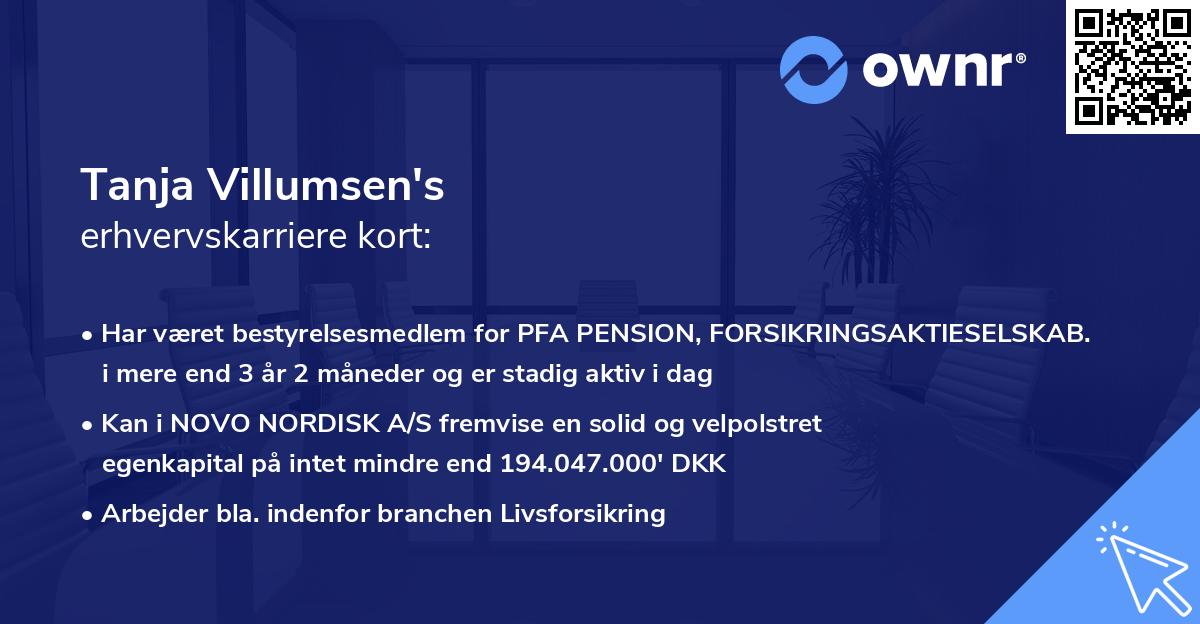 Tanja Villumsen's erhvervskarriere kort