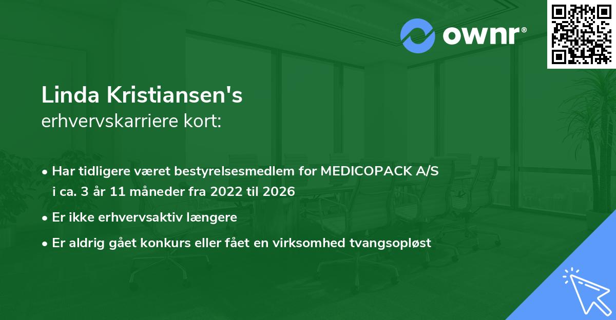 Linda Kristiansen's erhvervskarriere kort
