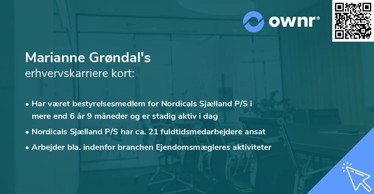 Marianne Grøndal's erhvervskarriere kort