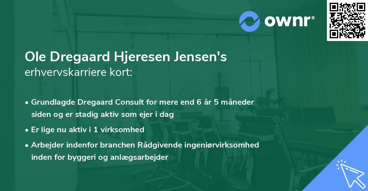 Ole Dregaard Hjeresen Jensen's erhvervskarriere kort