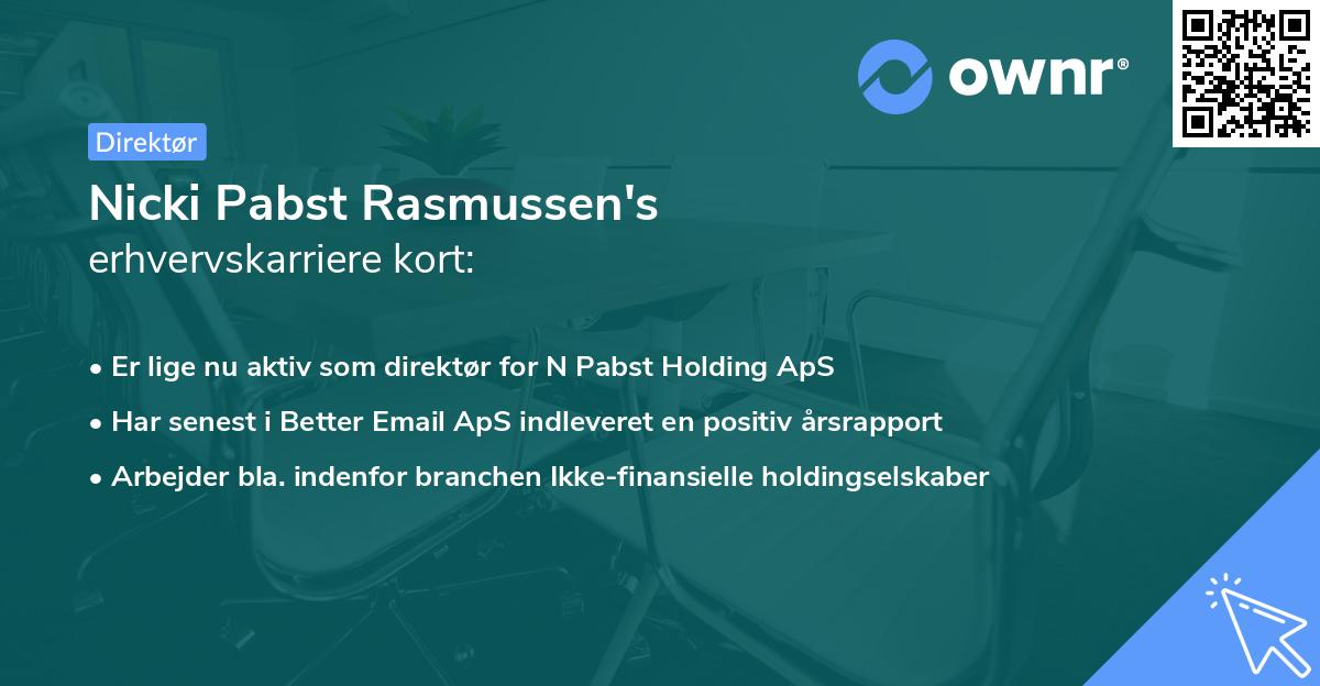 Nicki Pabst Rasmussen's erhvervskarriere kort