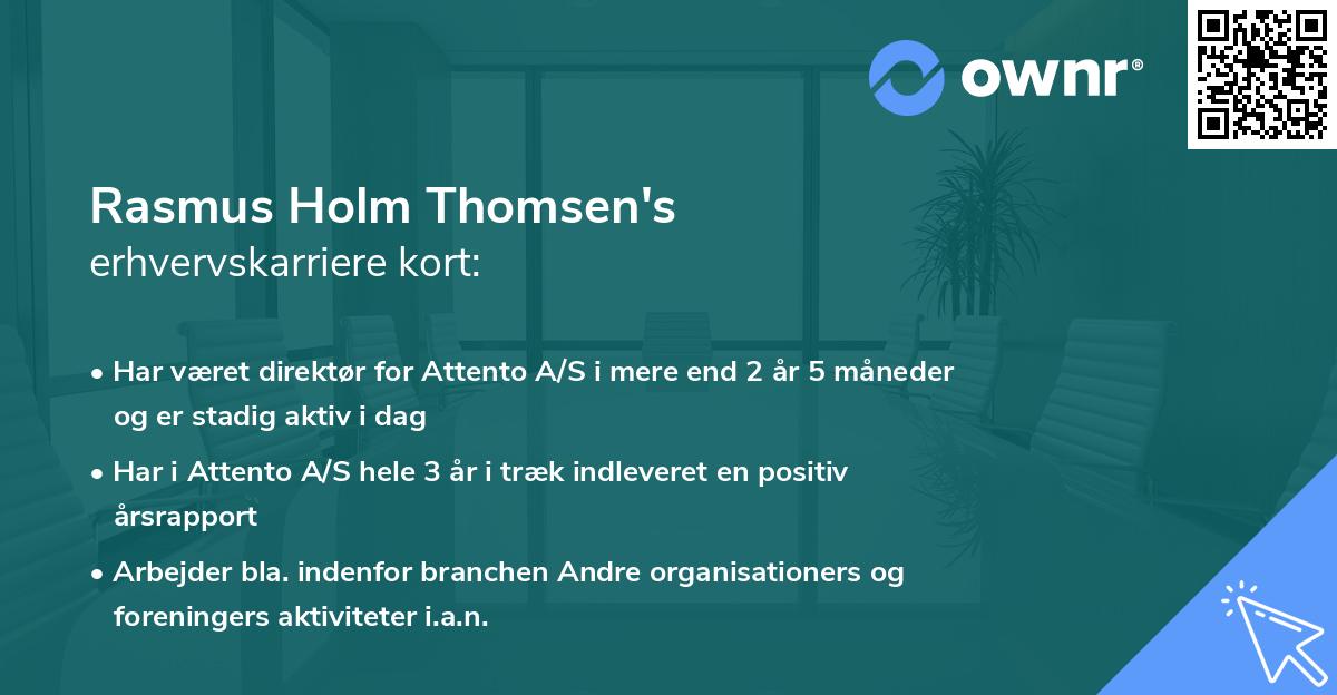 Rasmus Holm Thomsen's erhvervskarriere kort