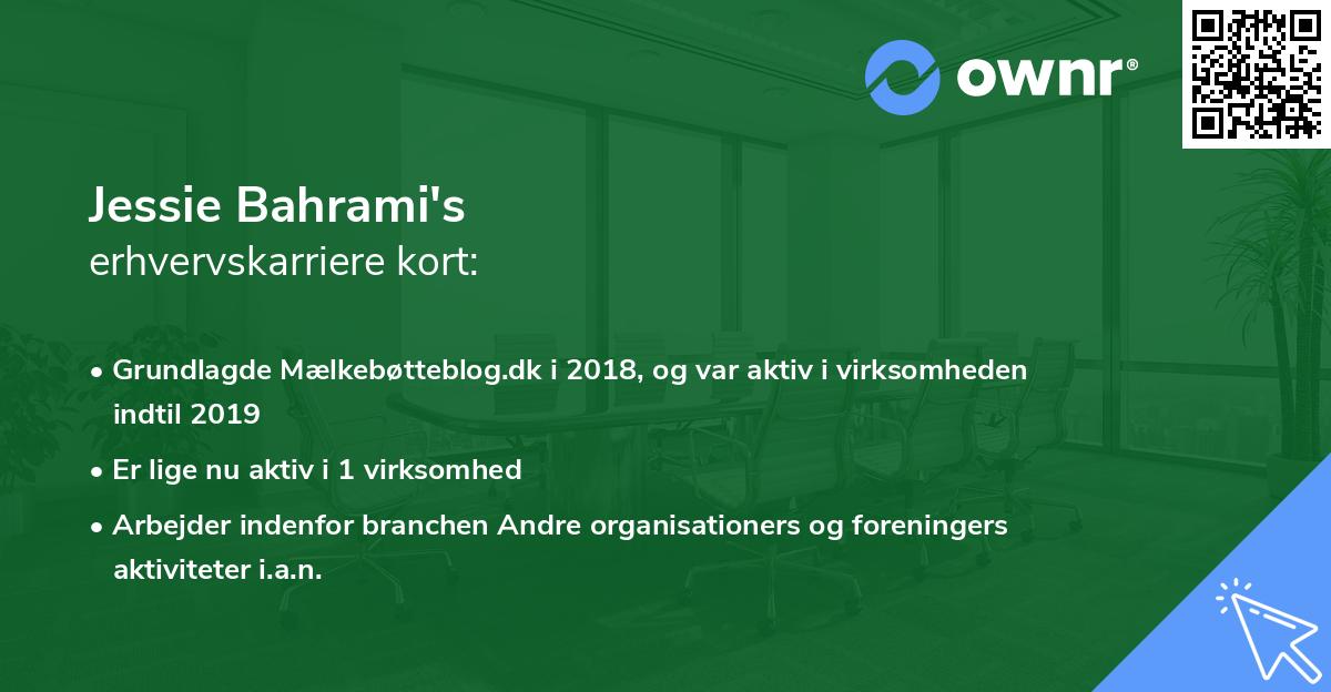 Jessie Bahrami's erhvervskarriere kort