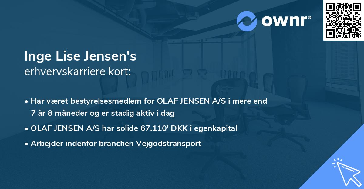 Inge Lise Jensen's erhvervskarriere kort