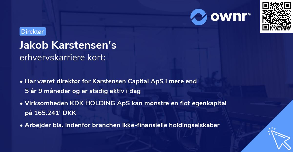 Jakob Karstensen's erhvervskarriere kort
