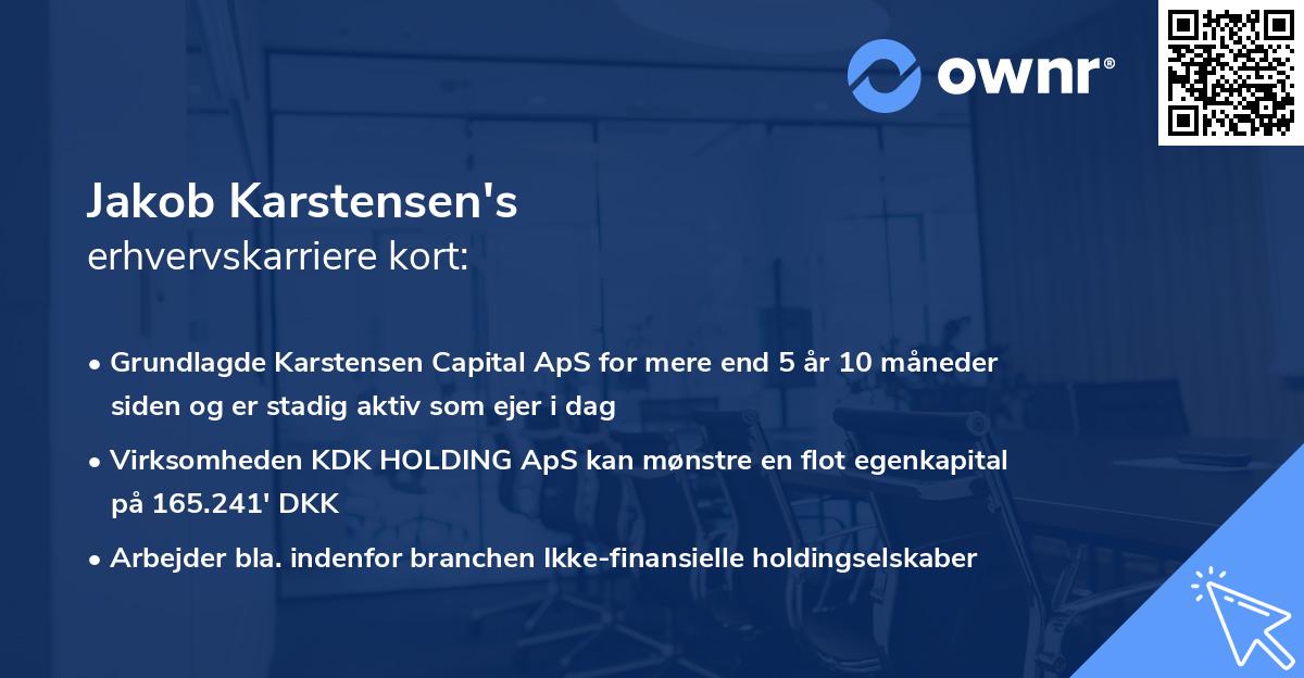 Jakob Karstensen's erhvervskarriere kort