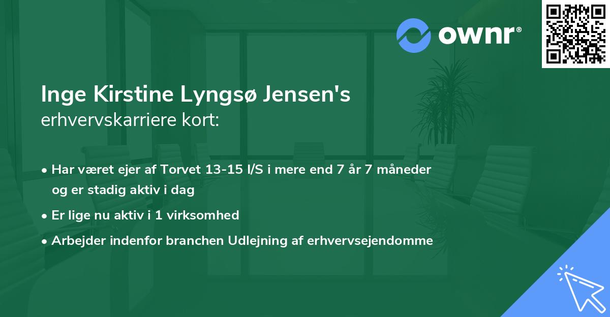 Inge Kirstine Lyngsø Jensen's erhvervskarriere kort