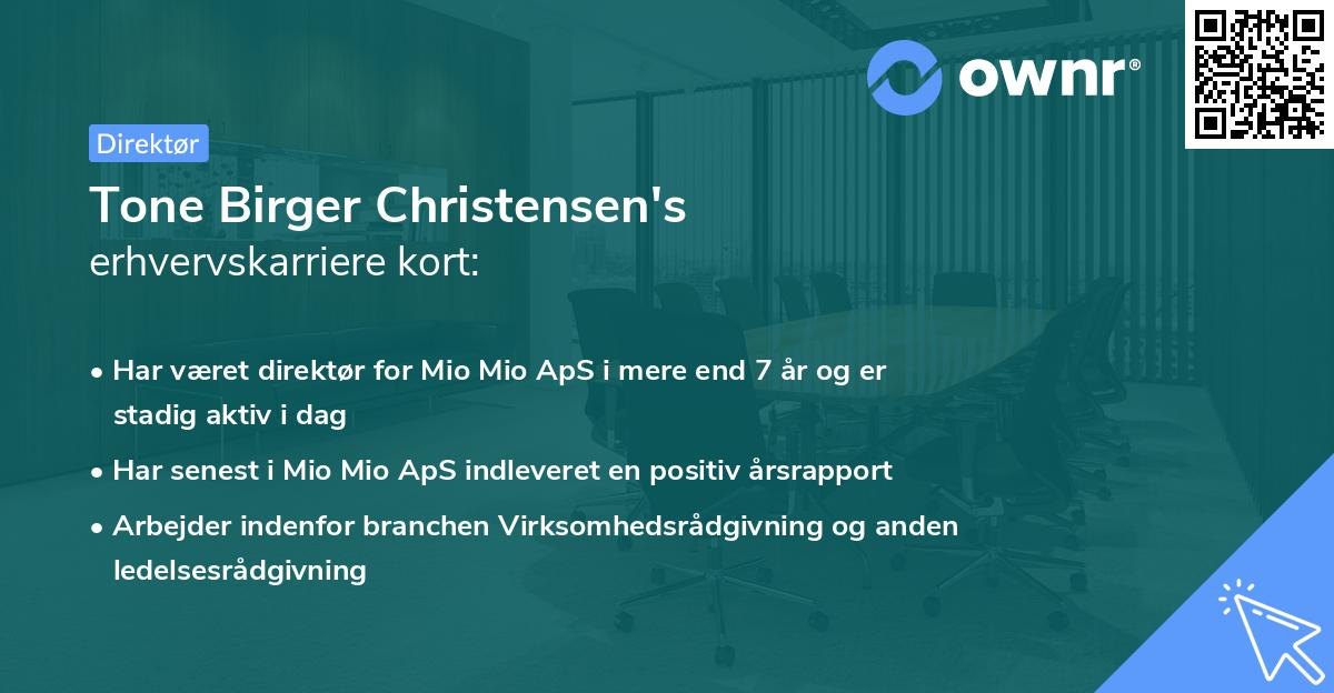Tone Birger Christensen's erhvervskarriere kort