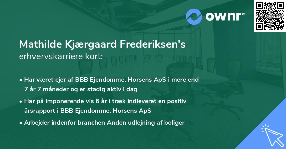 Mathilde Kjærgaard Frederiksen's erhvervskarriere kort