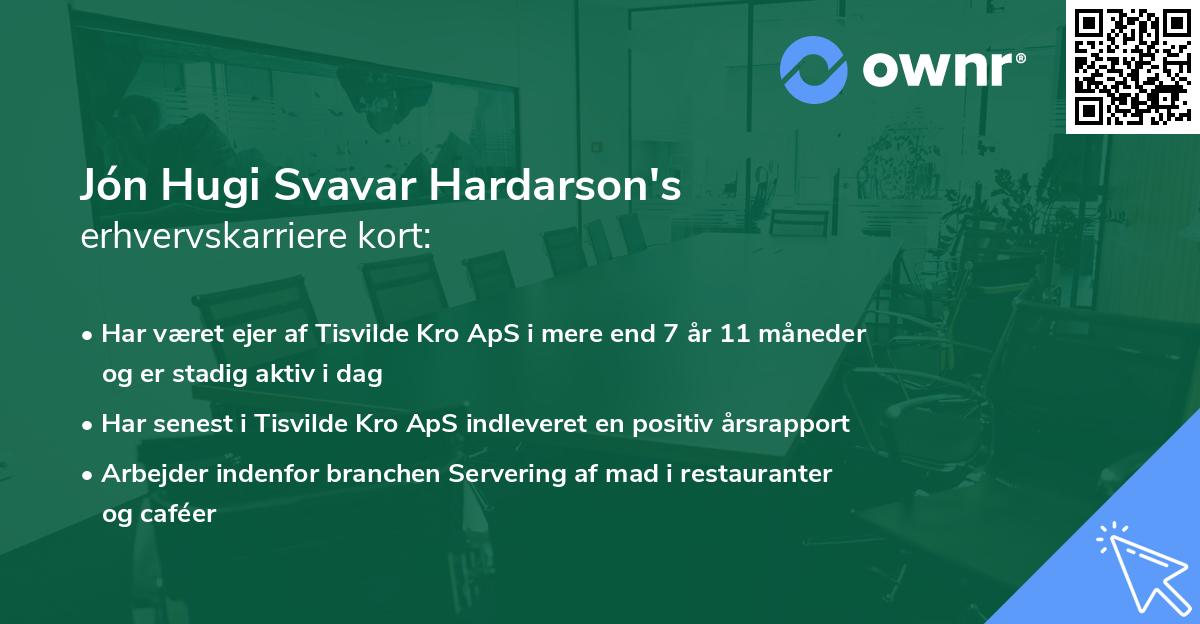 Jón Hugi Svavar Hardarson's erhvervskarriere kort