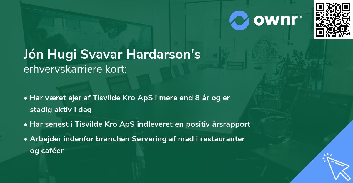 Jón Hugi Svavar Hardarson's erhvervskarriere kort
