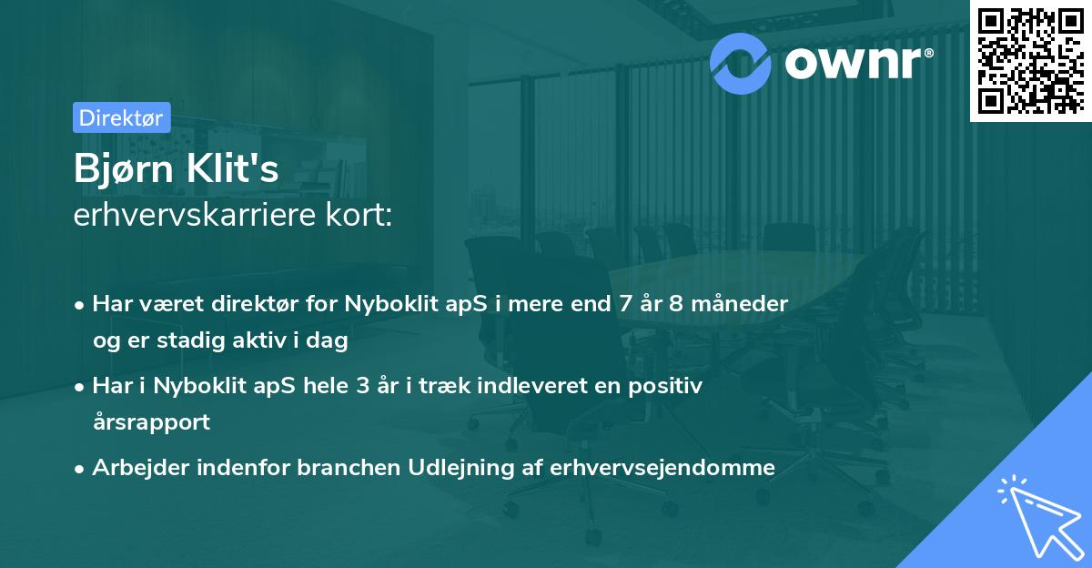 Bjørn Klit's erhvervskarriere kort