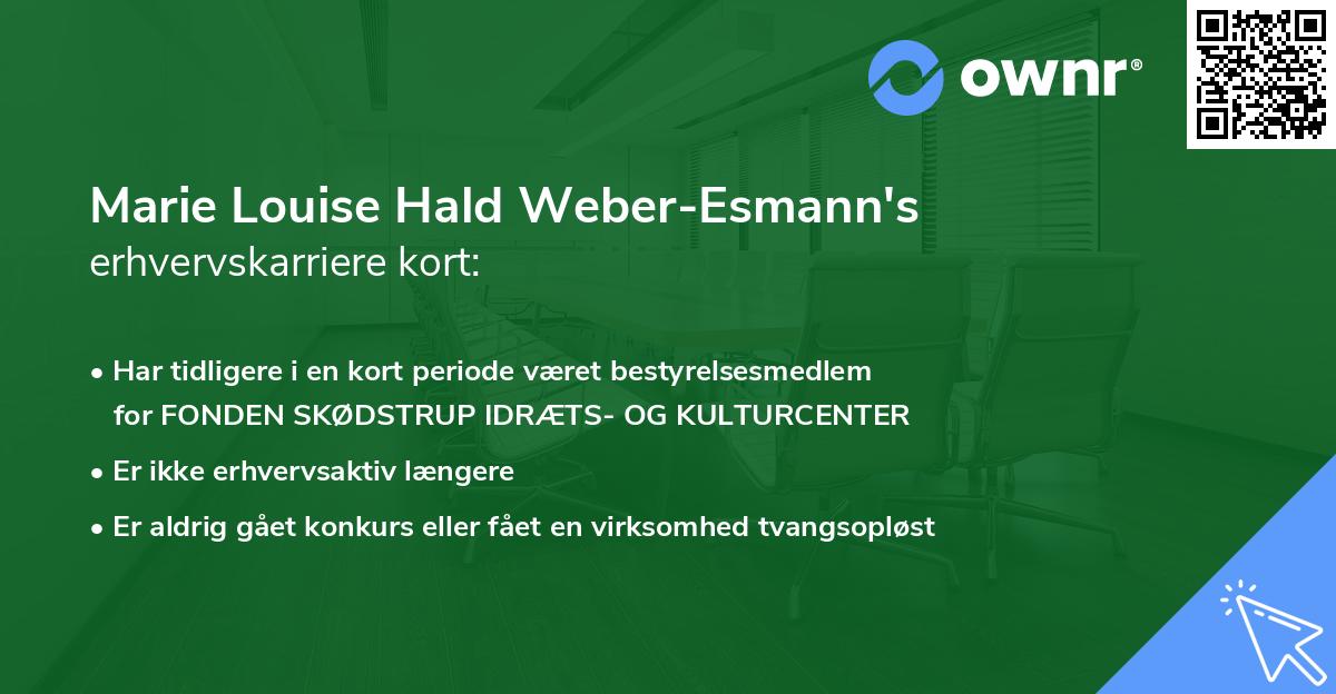 Marie Louise Hald Weber-Esmann's erhvervskarriere kort