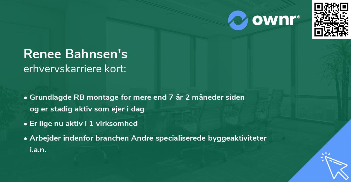 Renee Bahnsen's erhvervskarriere kort