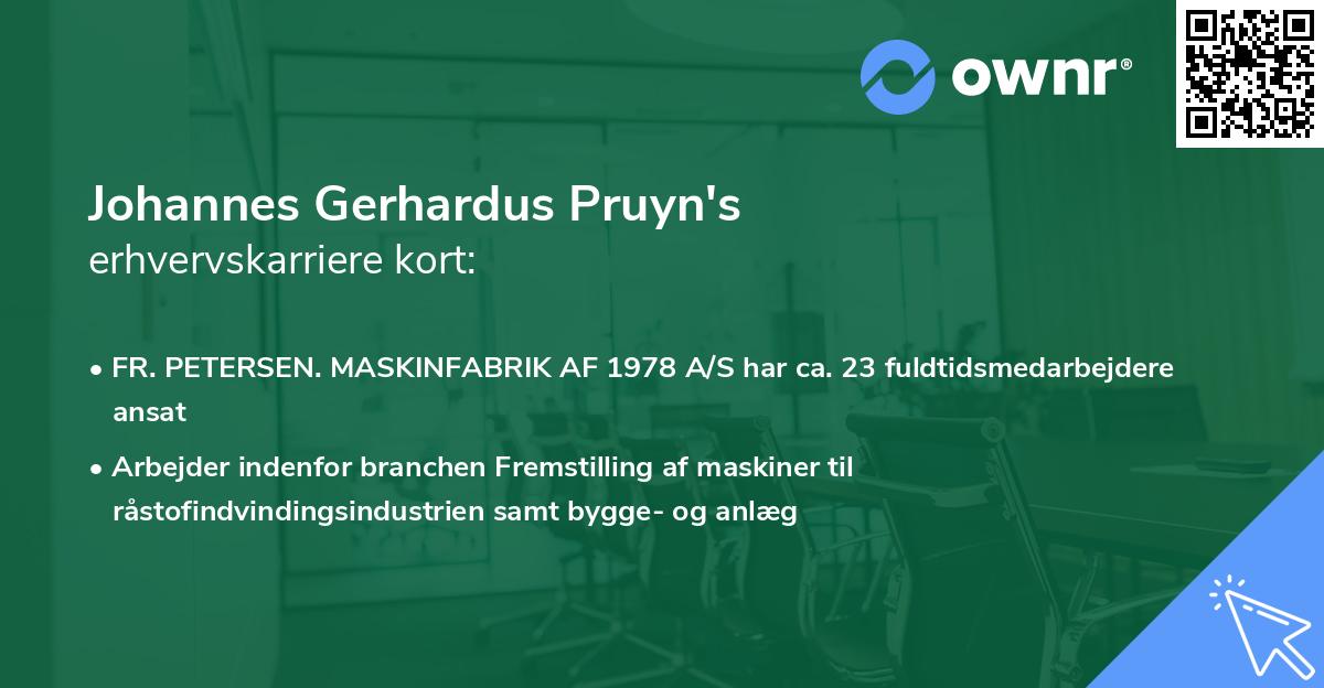 Johannes Gerhardus Pruyn's erhvervskarriere kort