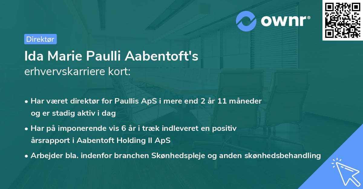 Ida Marie Paulli Aabentoft's erhvervskarriere kort