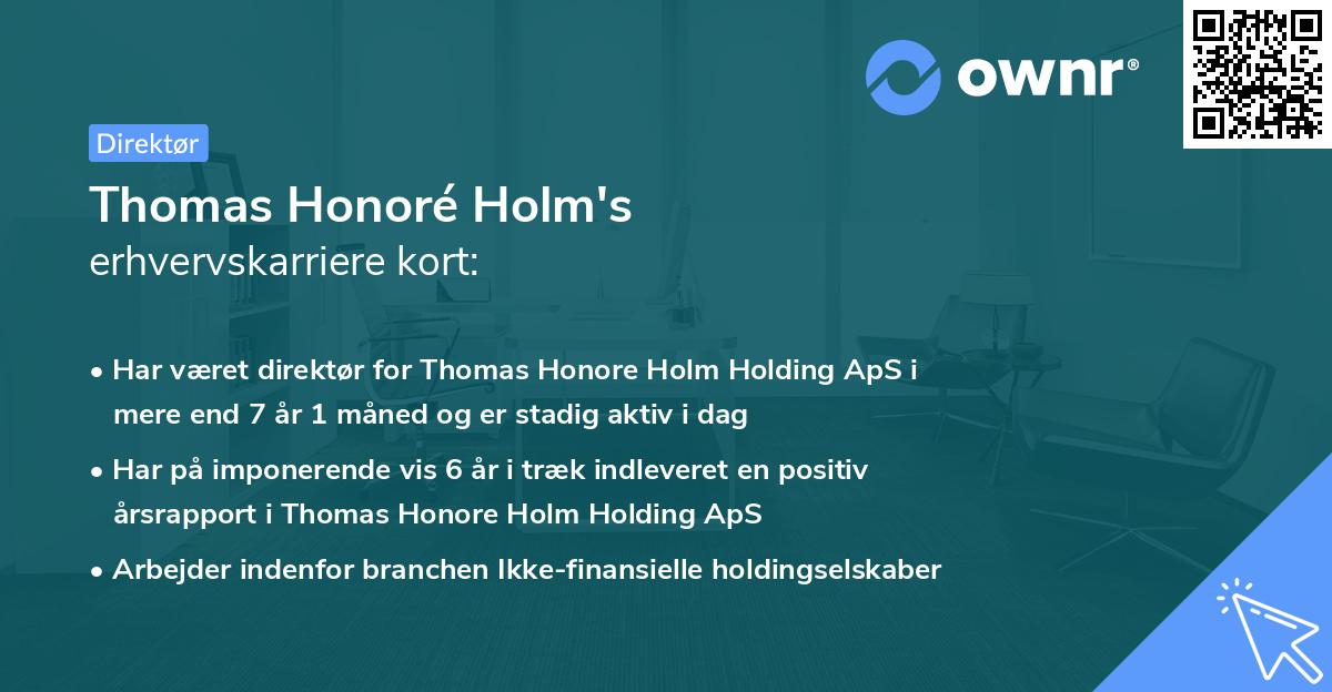 Thomas Honoré Holm's erhvervskarriere kort
