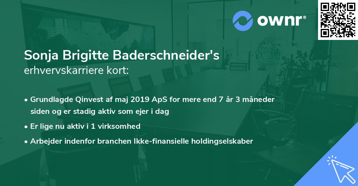 Sonja Brigitte Baderschneider's erhvervskarriere kort