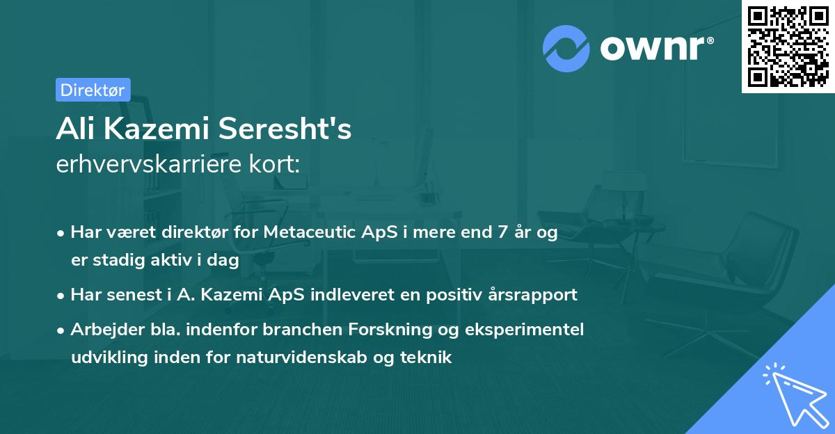 Ali Kazemi Seresht's erhvervskarriere kort