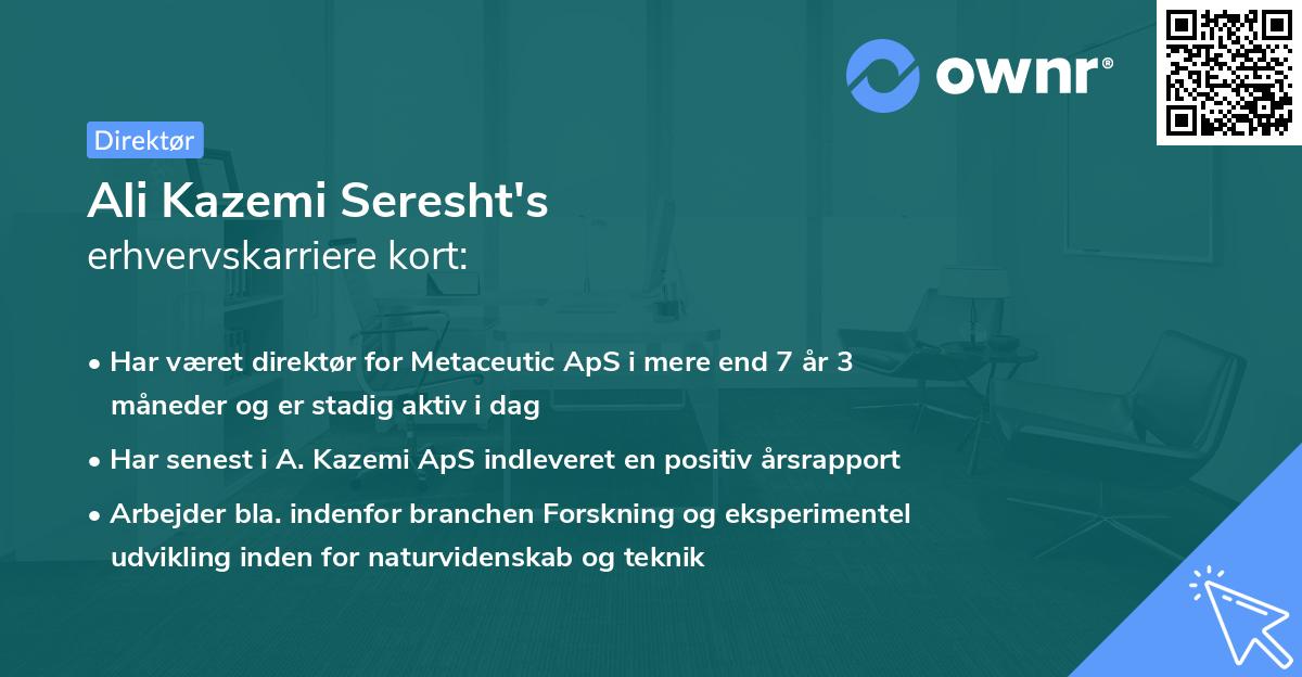 Ali Kazemi Seresht's erhvervskarriere kort
