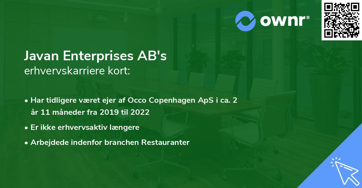 Javan Enterprises AB's erhvervskarriere kort