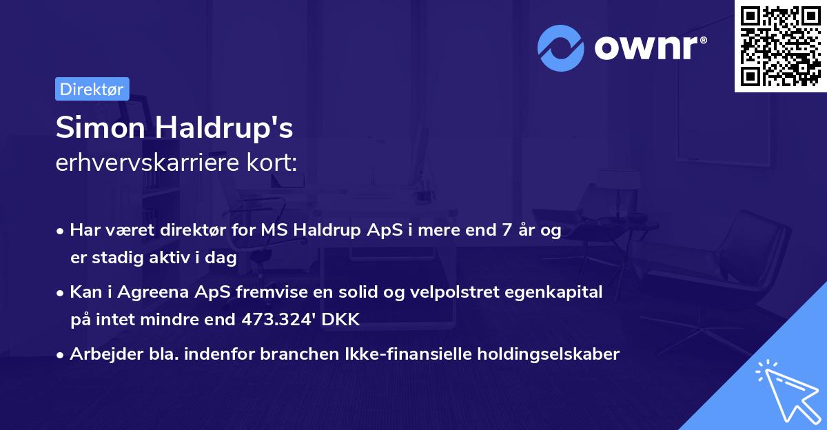 Simon Haldrup's erhvervskarriere kort