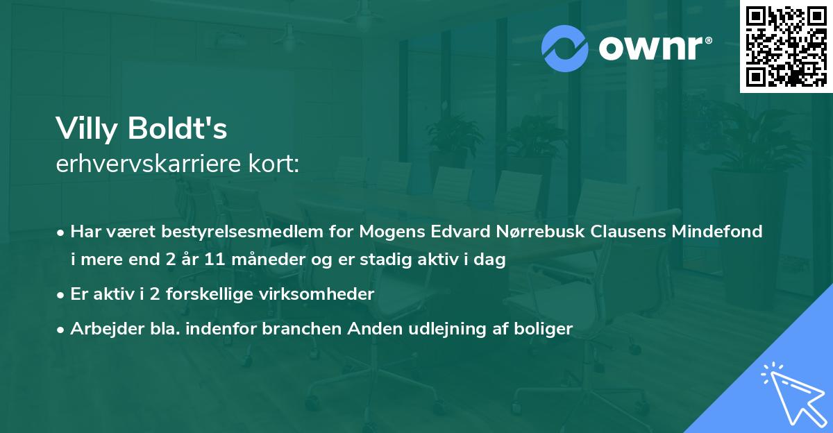 Villy Boldt's erhvervskarriere kort