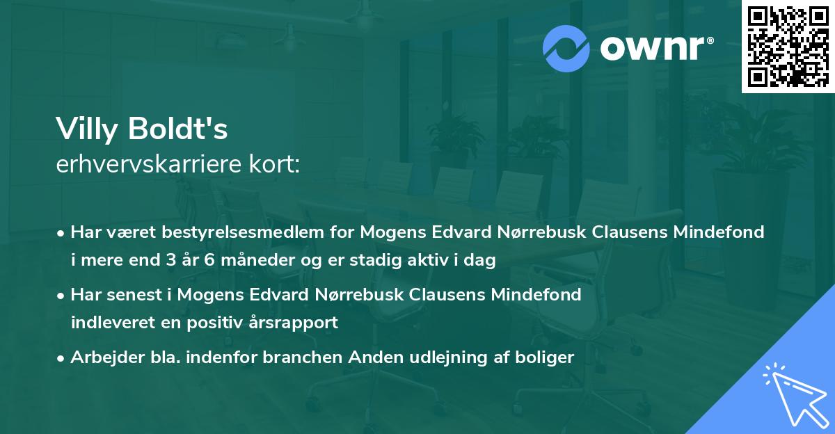 Villy Boldt's erhvervskarriere kort