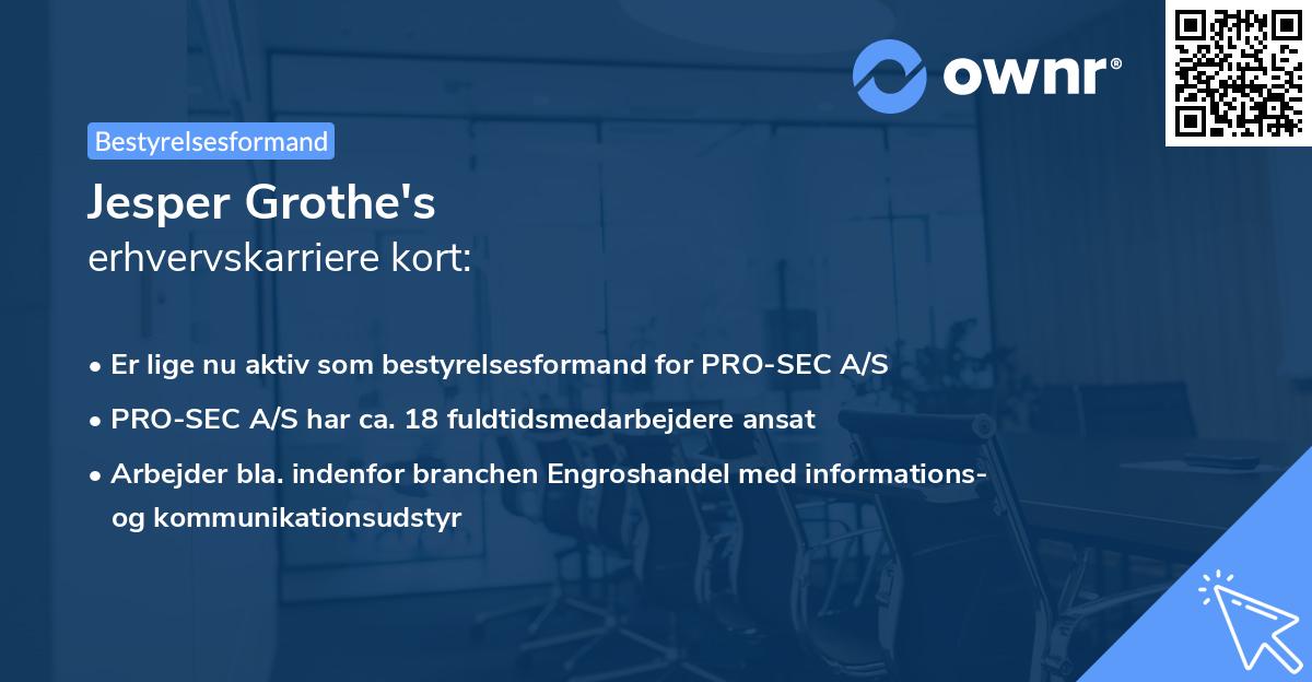 Jesper Grothe's erhvervskarriere kort