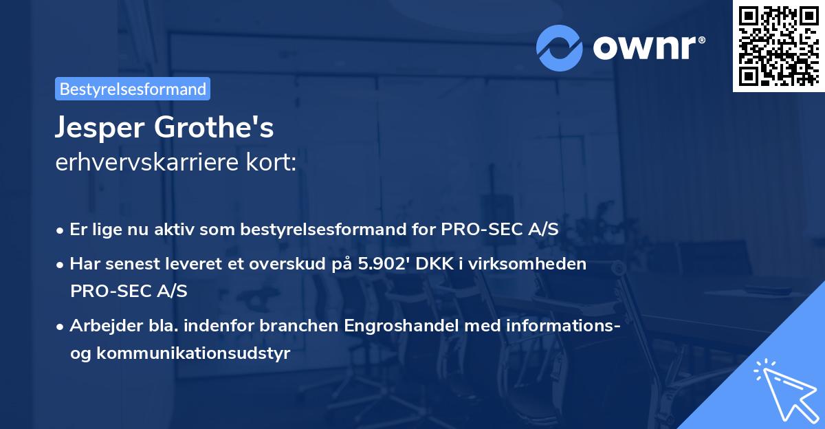 Jesper Grothe's erhvervskarriere kort