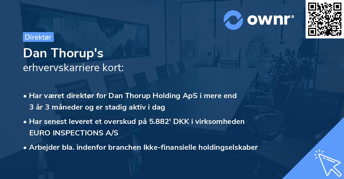 Dan Thorup's erhvervskarriere kort