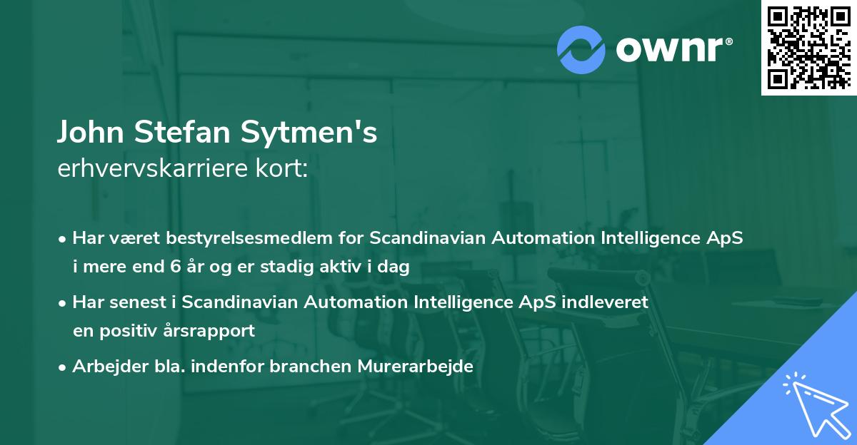 John Stefan Sytmen's erhvervskarriere kort