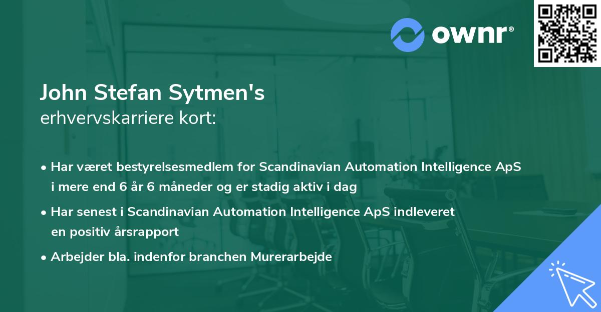 John Stefan Sytmen's erhvervskarriere kort