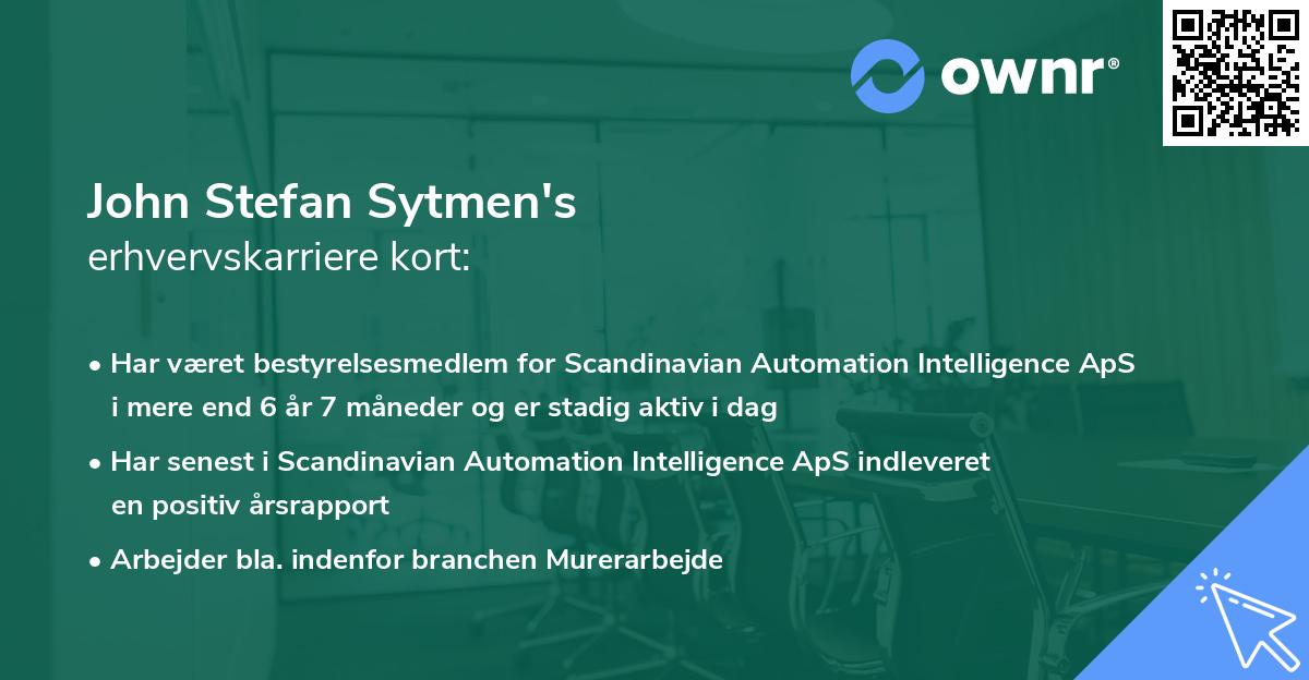 John Stefan Sytmen's erhvervskarriere kort