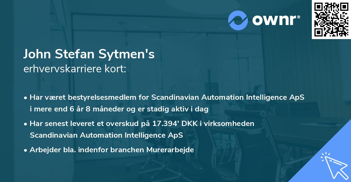 John Stefan Sytmen's erhvervskarriere kort