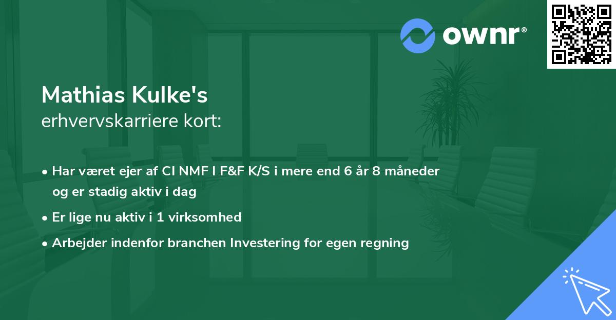 Mathias Kulke's erhvervskarriere kort