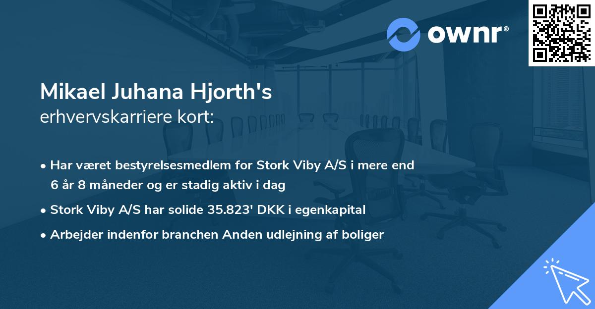 Mikael Juhana Hjorth's erhvervskarriere kort