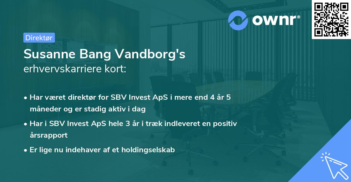 Susanne Bang Vandborg's erhvervskarriere kort